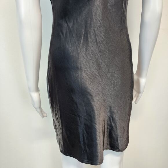 Endless Rose Satin Cowl Neck Mini Slip Dress Size XS Black Y2K Sexy Evening LBD - Picture 6 of 16